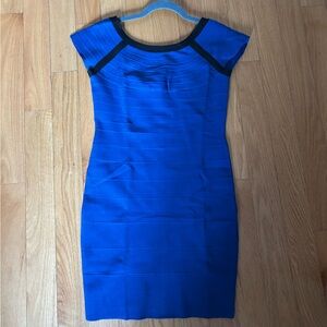 Shapewear sculpting color block  blue dress